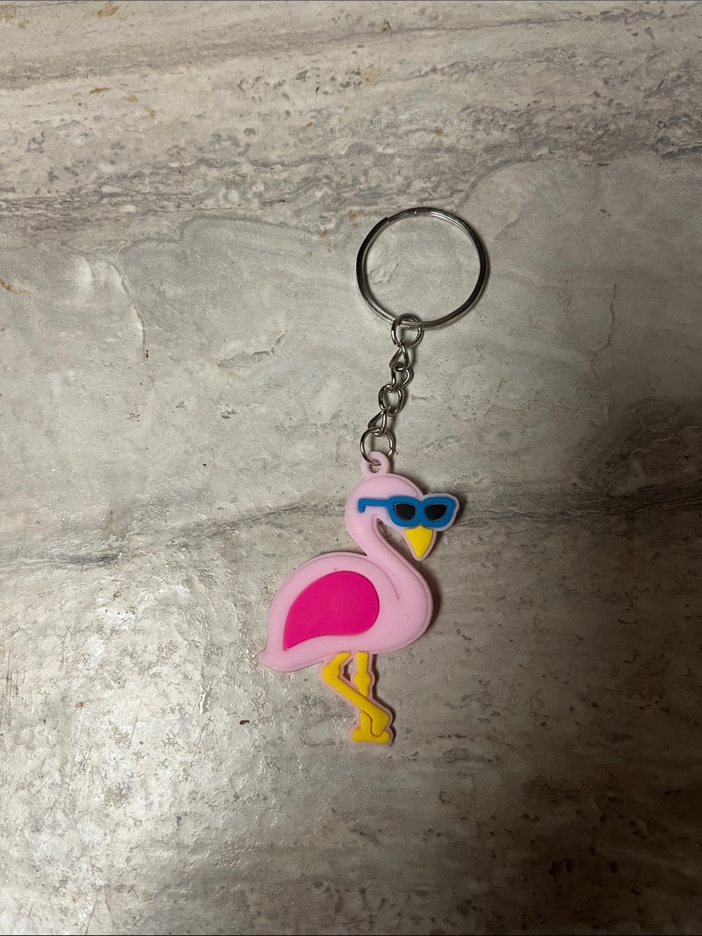 Pink Flamingo Keychain with Sunglasses - Cute Accessory